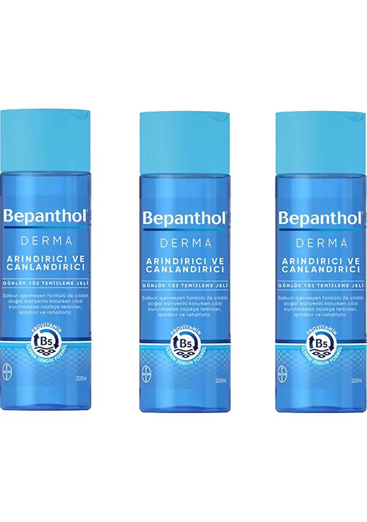 Bepanthol Derma Arındırıcı Canlandırıcı Günlük Yüz Temizleme Jeli 3 x 200 ML