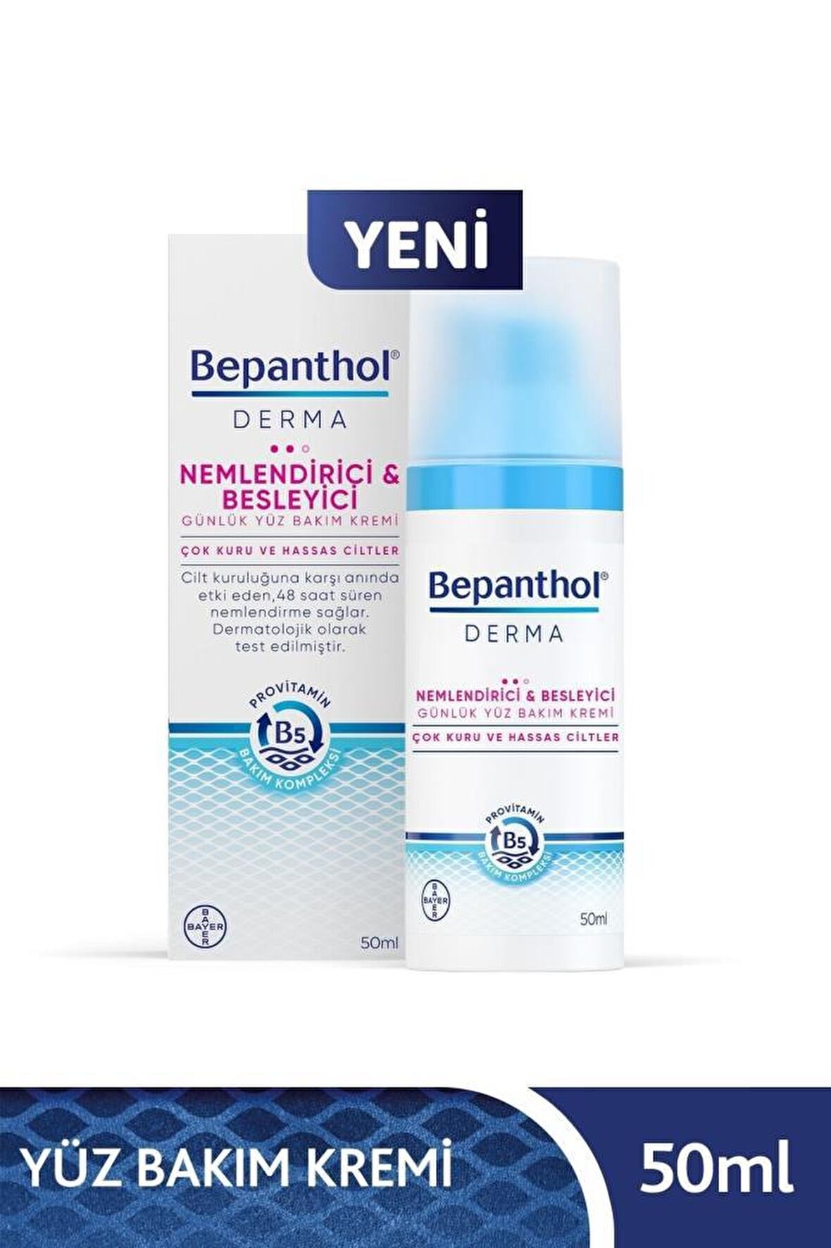 Bepanthol Derma Nemlendirici Tüm Cilt Tipleri İçin Su Bazlı Yağsız Besleyici Yüz Bakım Kremi 50 ml