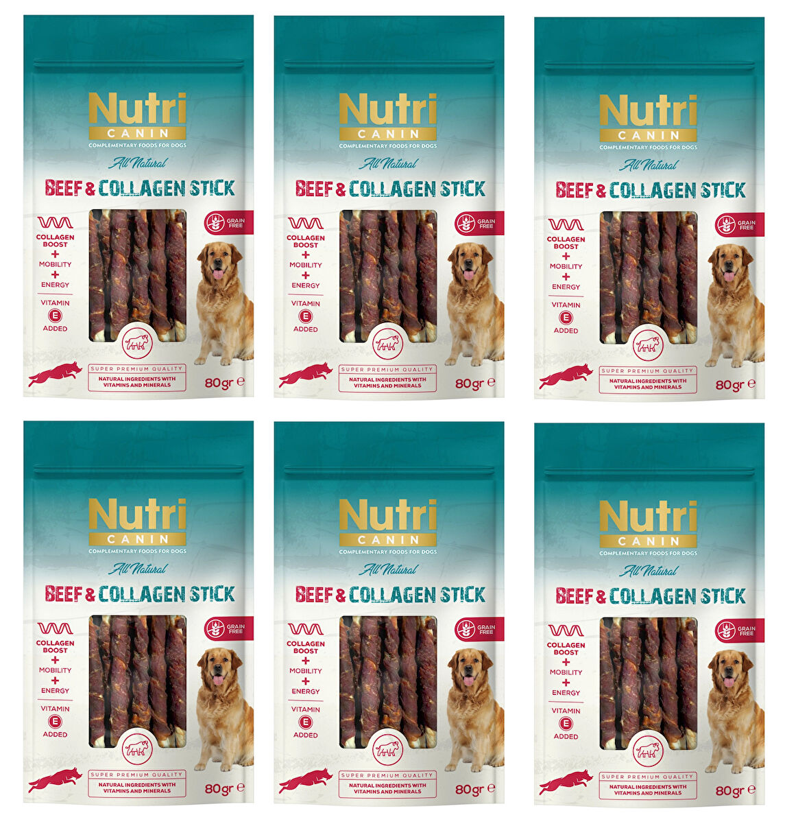 Nutri Canin Sığır Eti Sargılı Kolajen Çubuk Tahılsız Köpek Et Ödülü 80 Gr. X 6 Adet