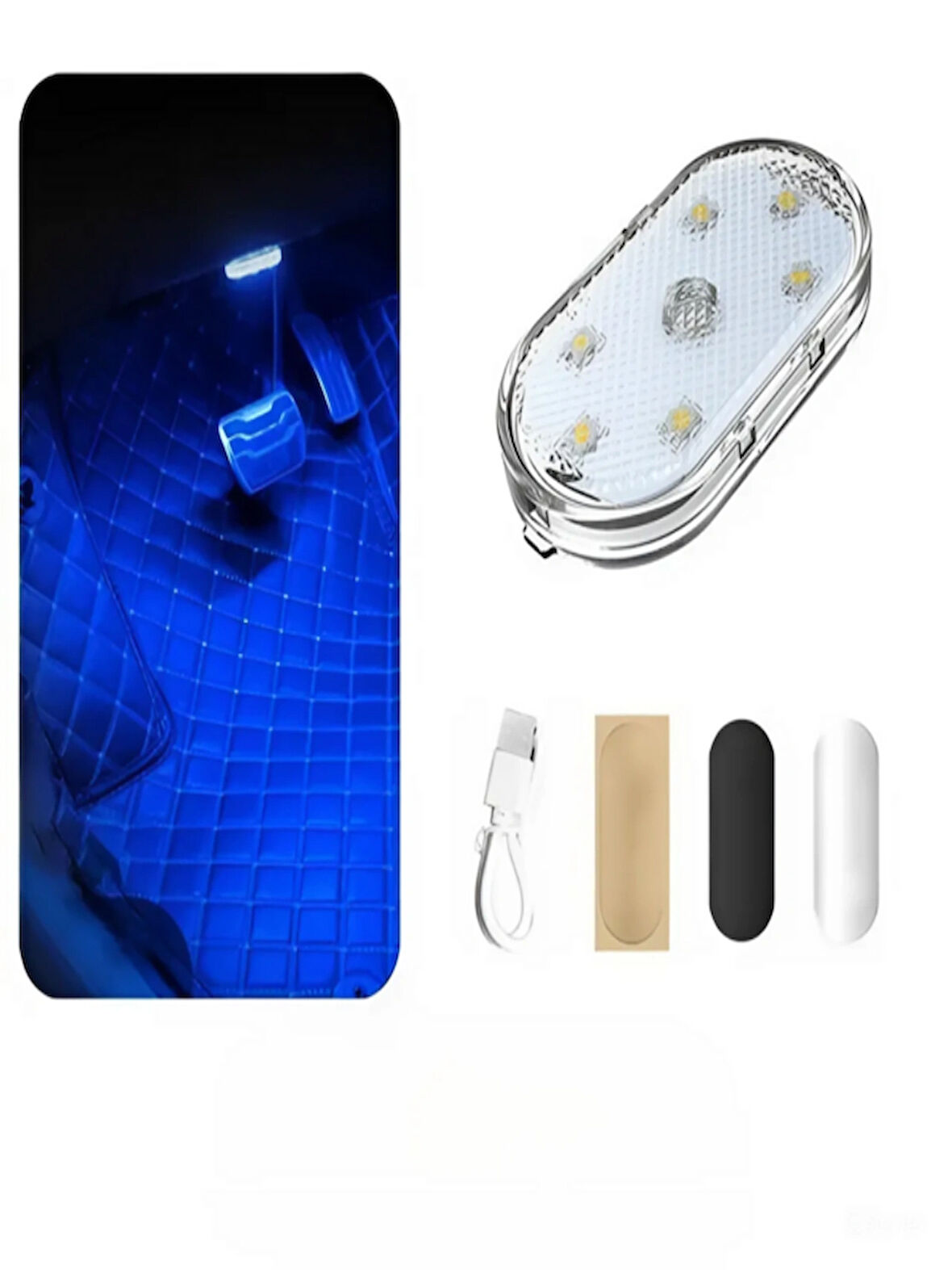 Araç ve Dolap İçi Mavi Işık Şarjlı Dokunmatik LED Lamba Işık