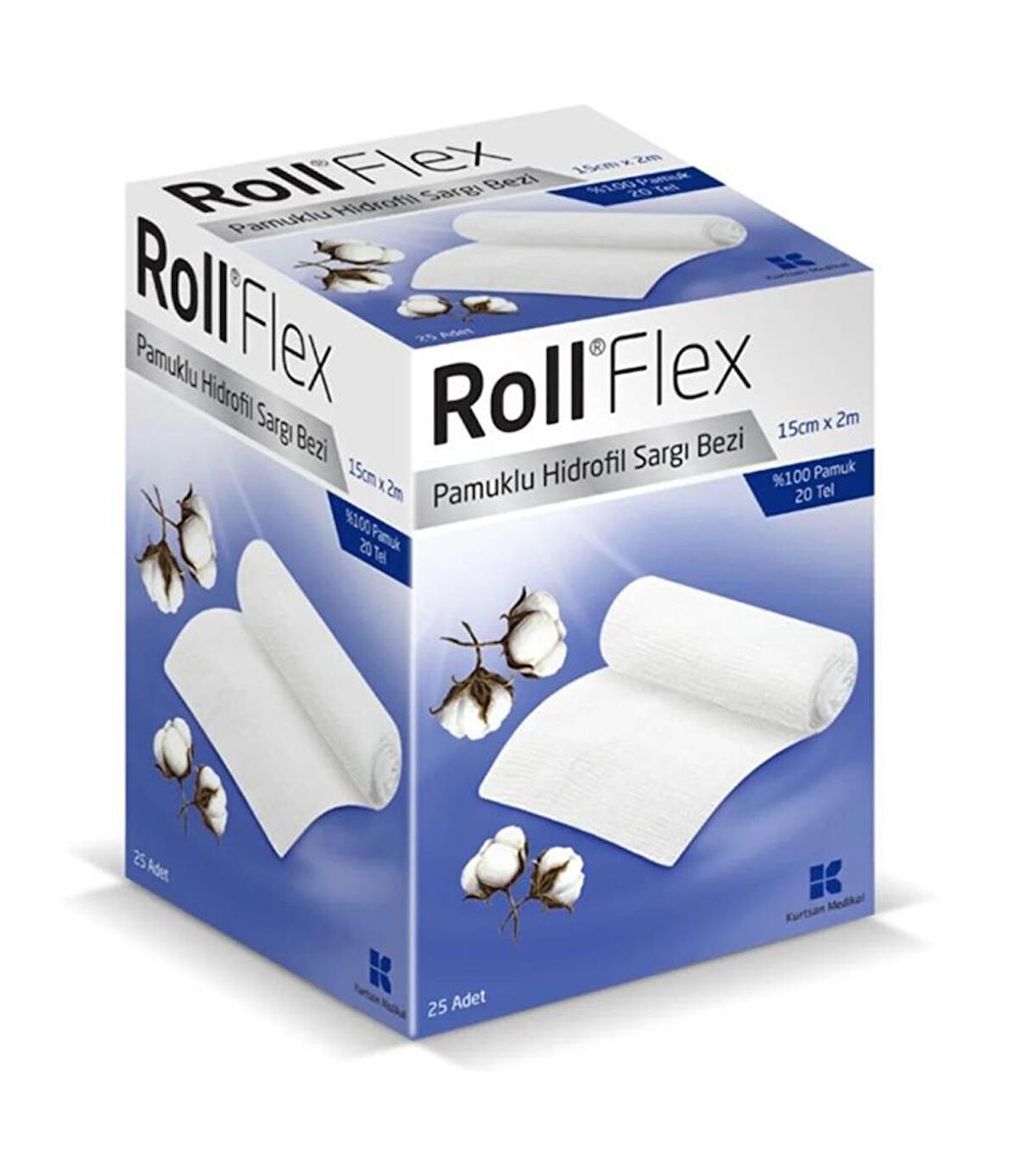 Roll Flex Pamuklu Hidrofil Sargı Bezi 15cmX2m 25 Adet 