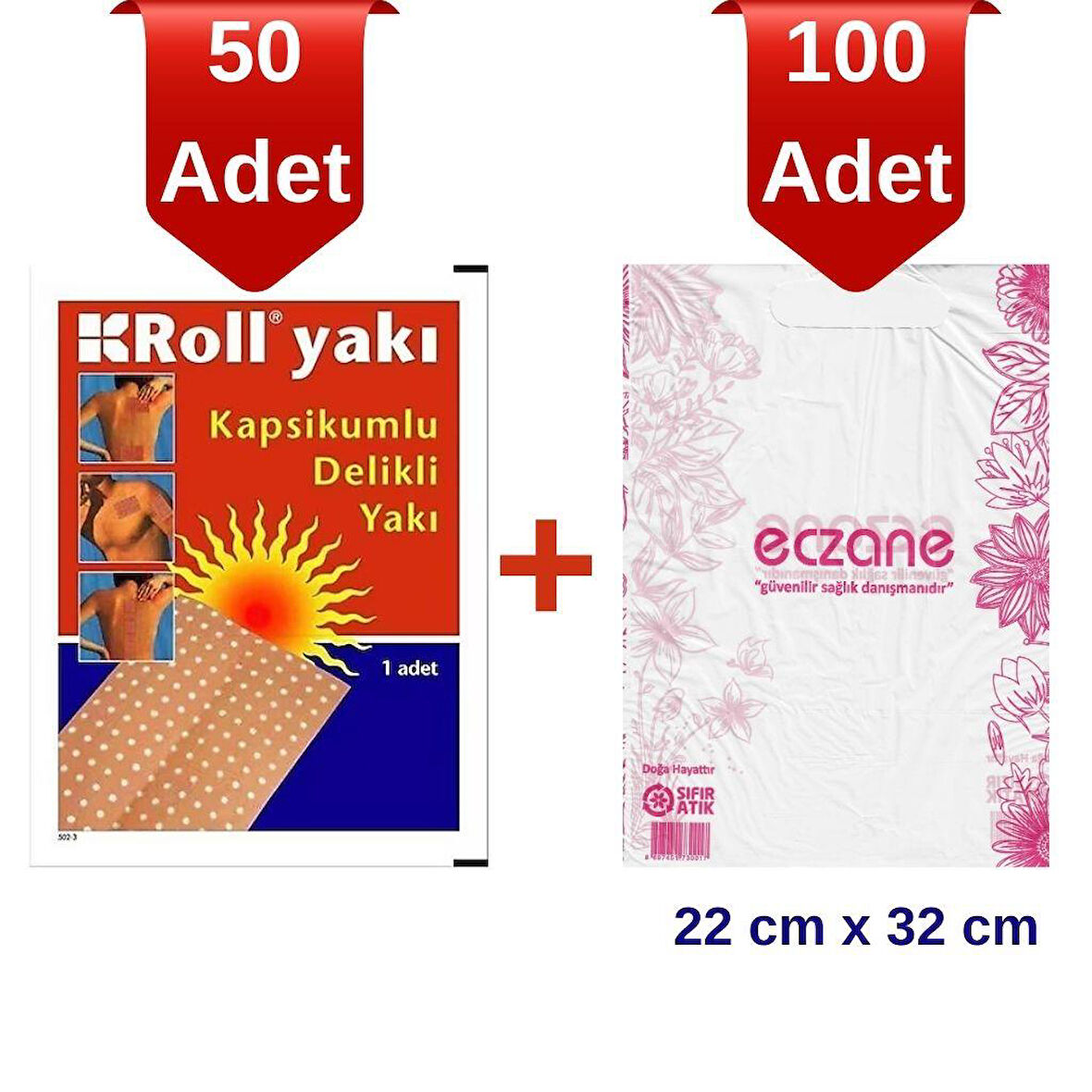 Roll Yakı Kapsikumlu Delikli x 50 Adet + 100 Adet Eczane Poşeti Hediye