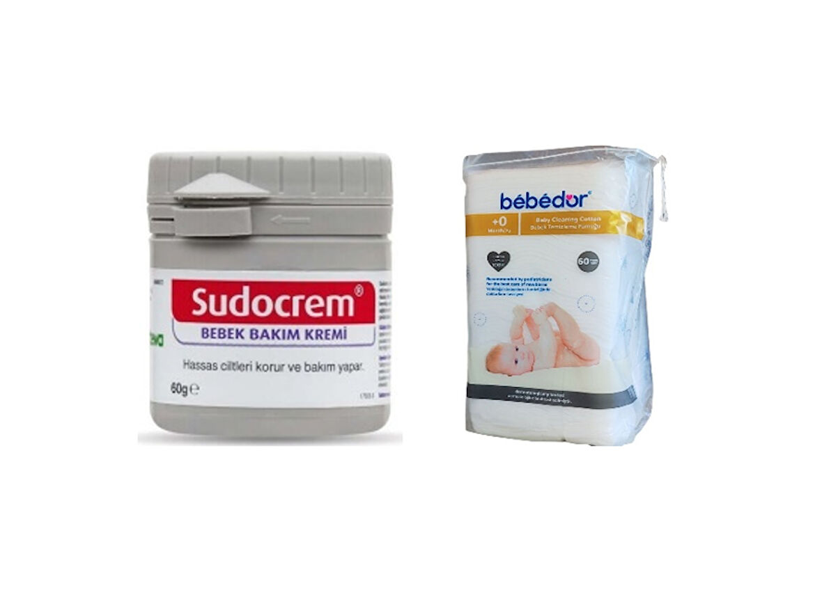 Bebek Bakım Seti | Sudocrem 60g + Bebedor Temizleme Pamuğu 60’lı