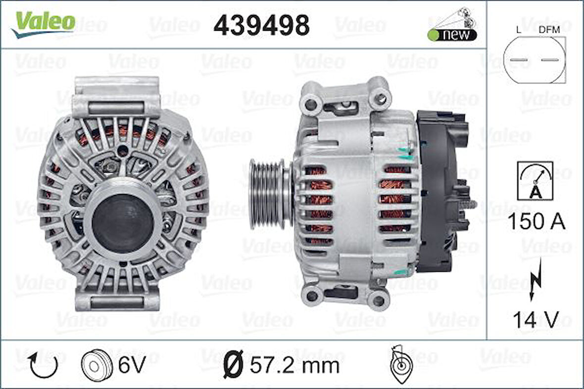 Vag Alternator 14v 150ah A4 A6 1.6 1.8 2.0 2.7 Tdi Bpp Bgb Bwe Bwt - Valeo 439498