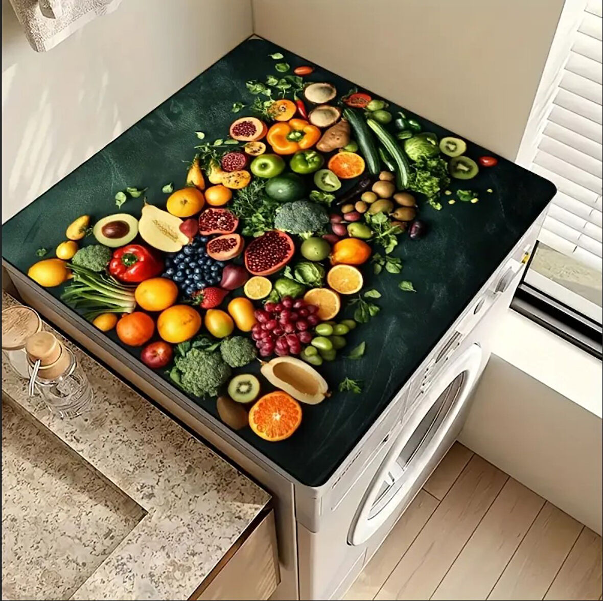 55 CM x 45 CM MEYVELER VE SEBZELER TASARIMI TEZGAH ÜSTÜ BULAŞIK KURUTMA MATI BULAŞIKLIK KURUTMA ÖRTÜSÜ