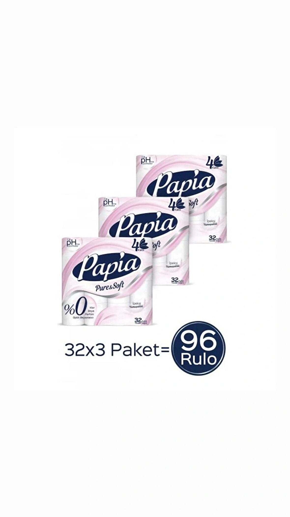 Papia Pure & Soft 4 Katlı 96'lı Tuvalet Kağıdı
