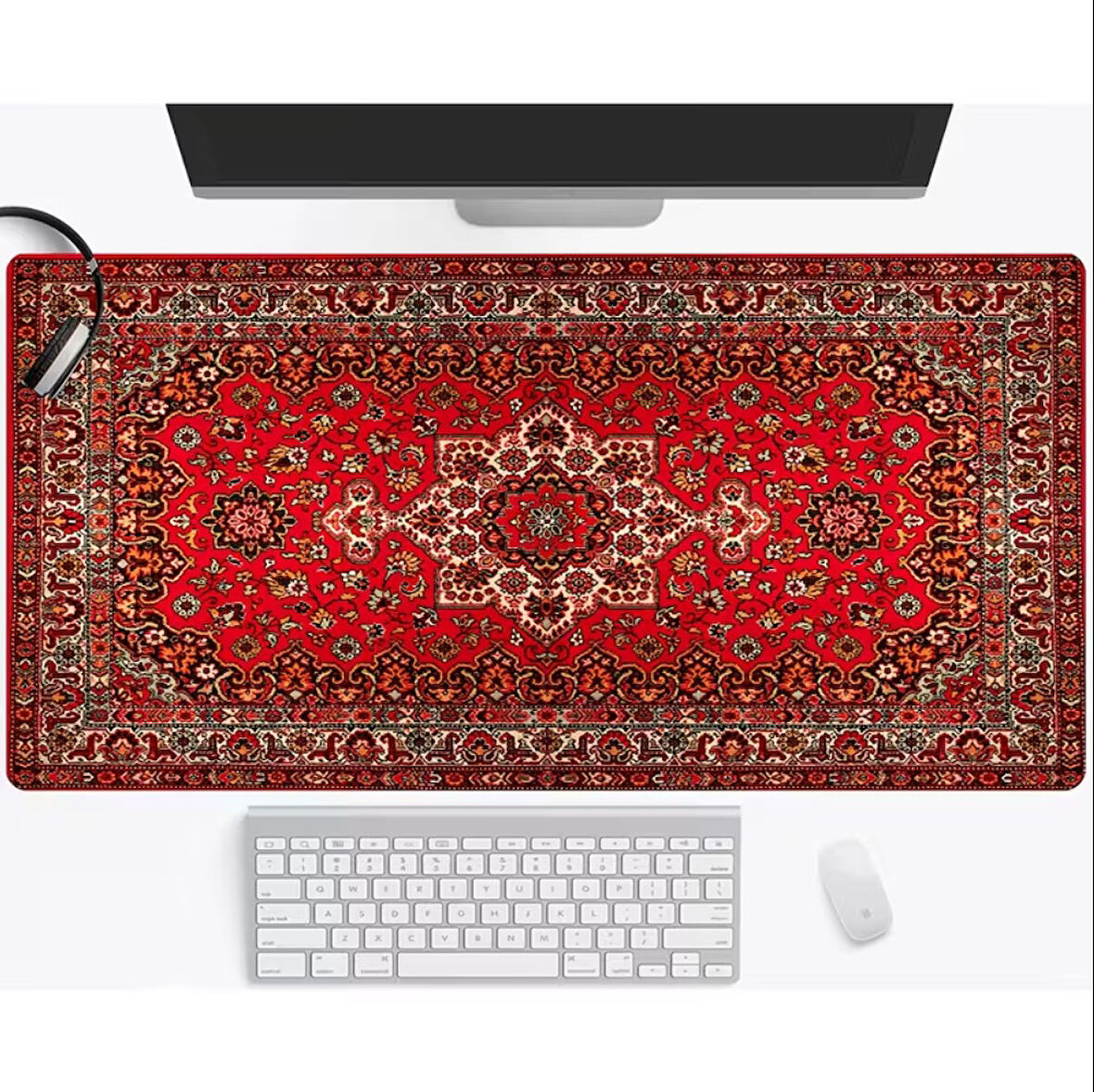 SGE TEKNOLOJİ 70X30 CM KIRMIZI HALI GÖRSELİ KAYDIRMAZ TABAN SPEED YÜZEY OYUNCU MOUSE PAD GAMİNG