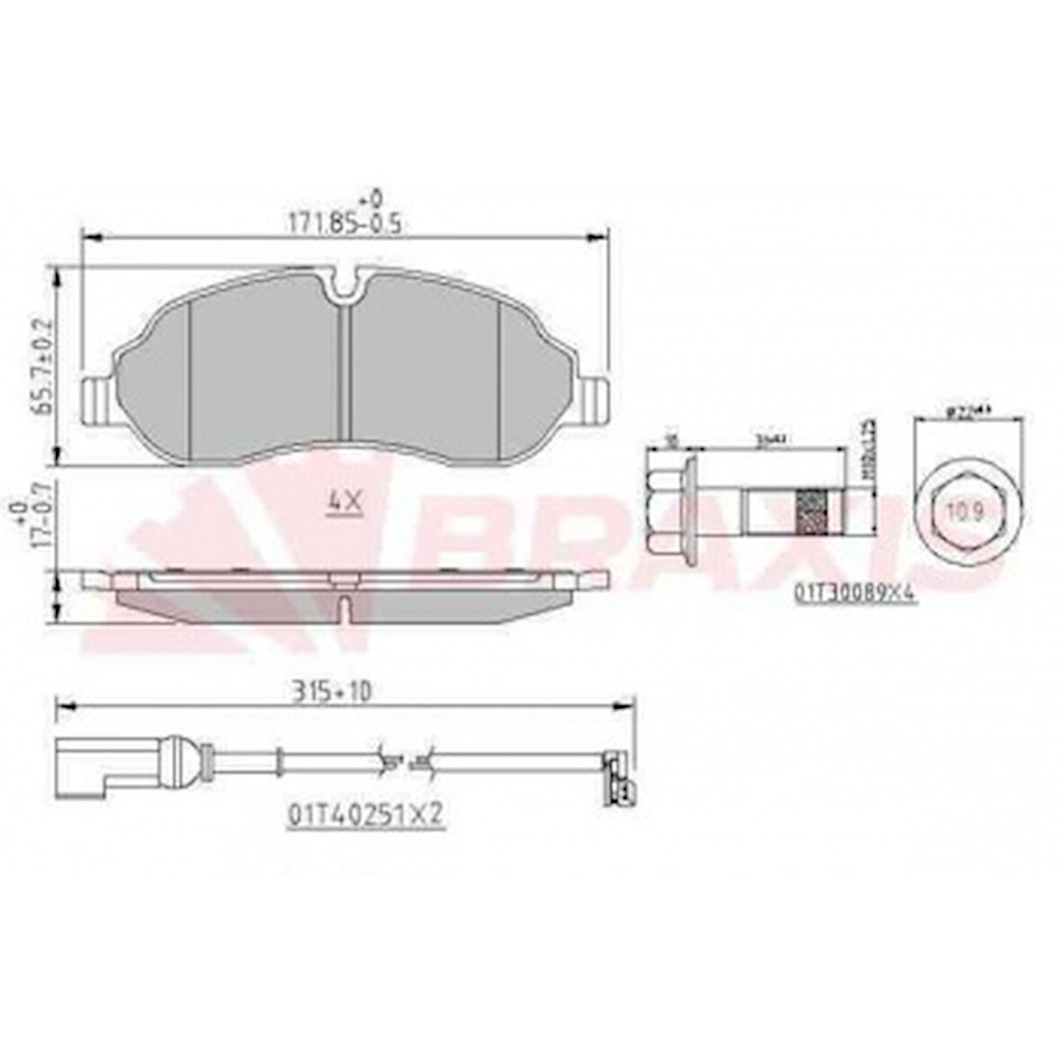 Ford On Fren Balatası Transıt Custom V362-V363 12> (arka Tek Teker) - Braxıs Aa0619