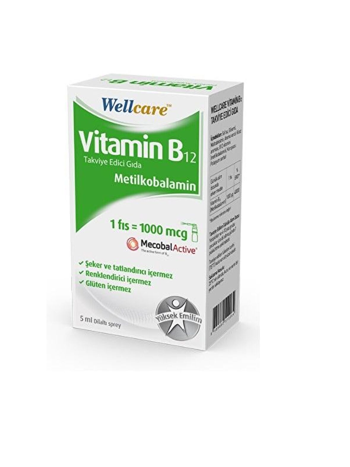 Wellcare Vitamin B12 Takviye Edici Gıda 5 ml