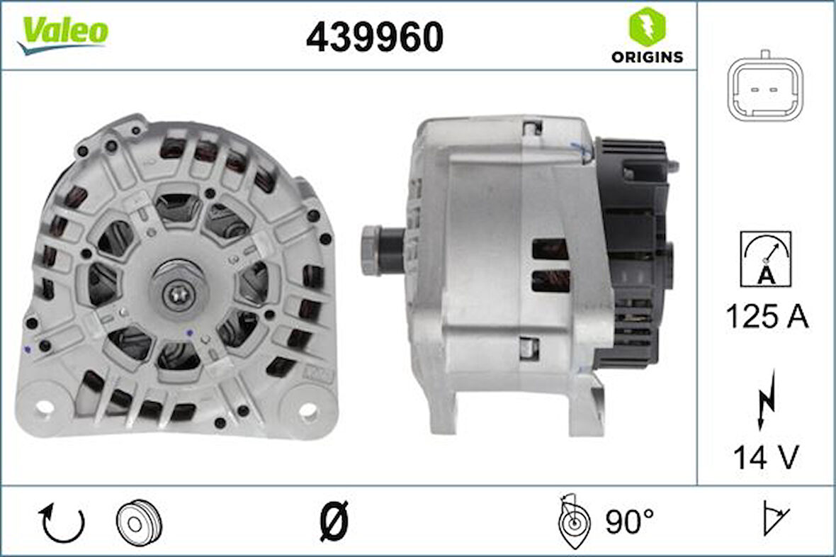 Renault Alternator 14v 125 A K9k Lb1w Clio II Symbol Kangoo Logan Twingoo - Valeo 439960