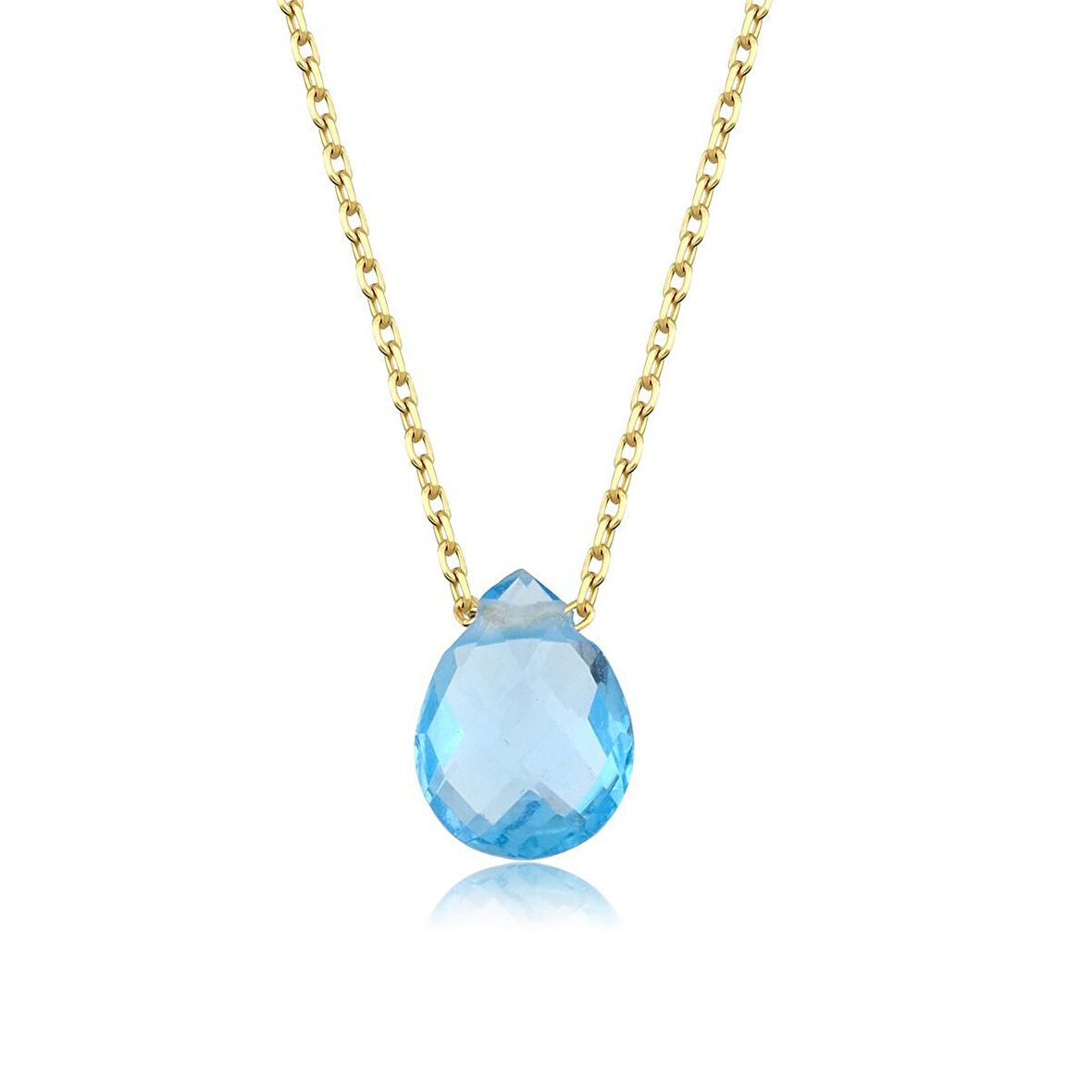 Blue Topaz Damla Taşlı Kolye