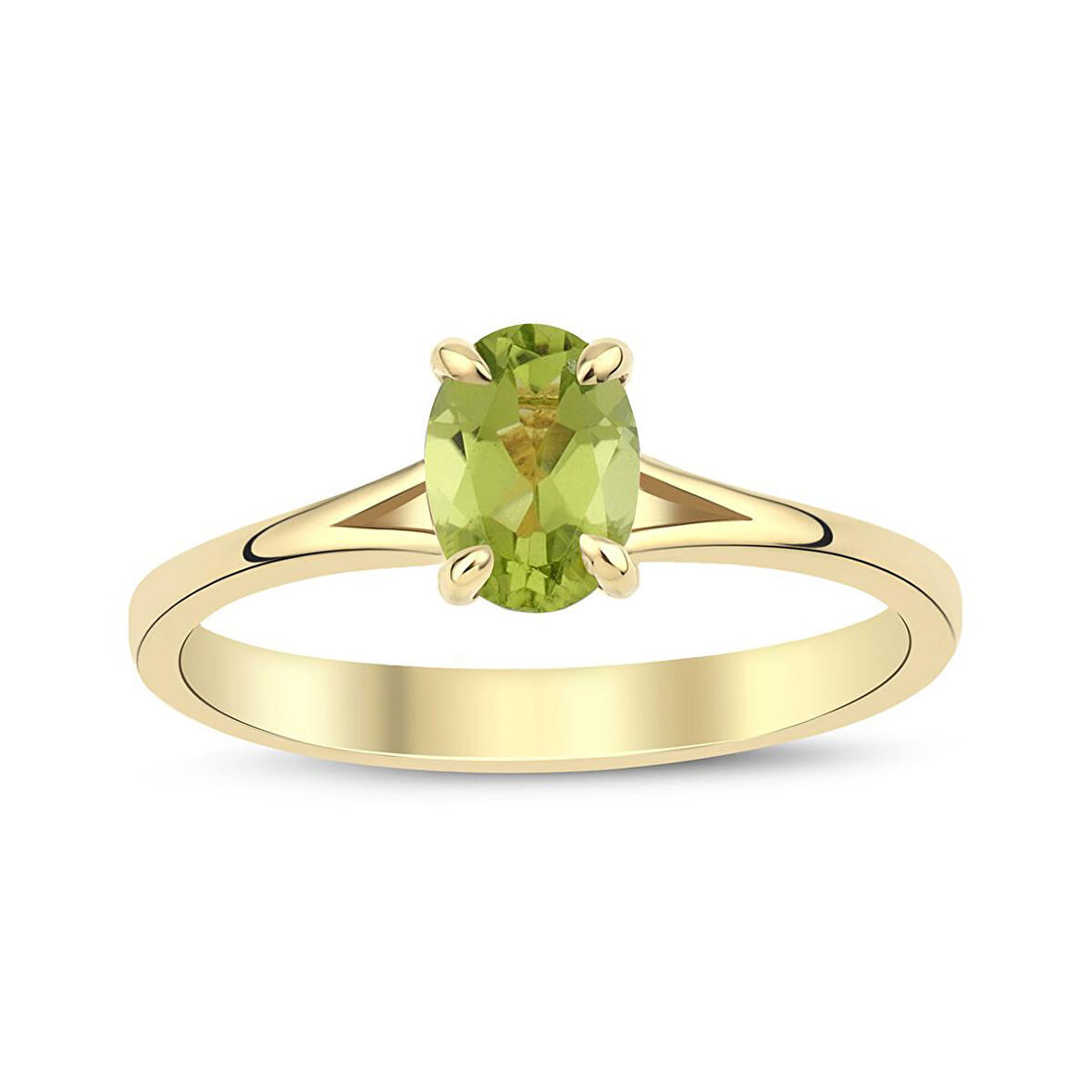 Peridot Oval Tektaş Yüzük