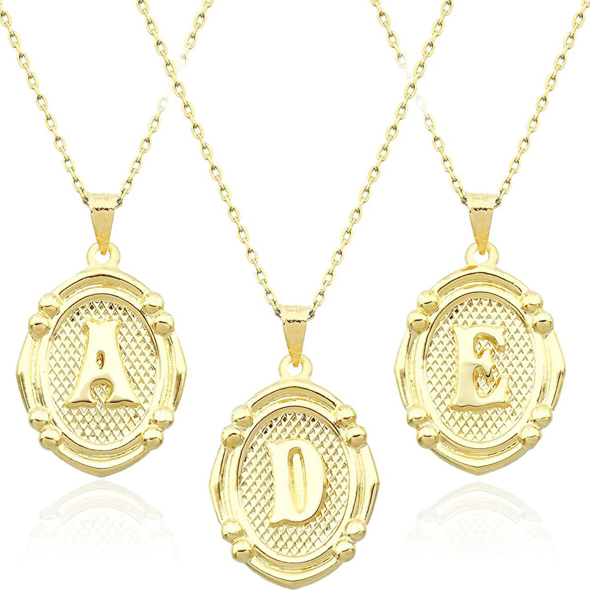 Oval Çerçeve Harf Altın Kolye / 14 Ayar