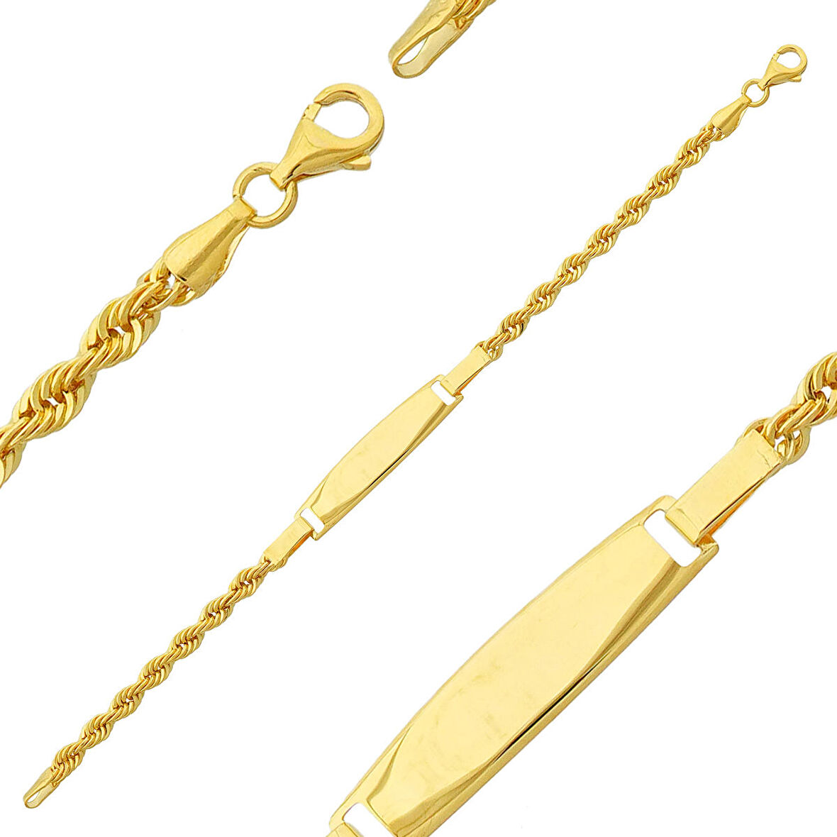 Altın Halat Bebek Künye Bileklik