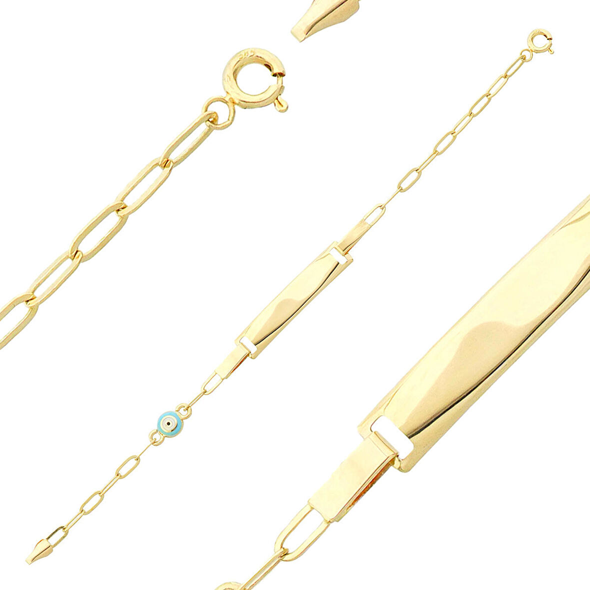 Mavi Göz Mineli Çocuk Künye Bileklik