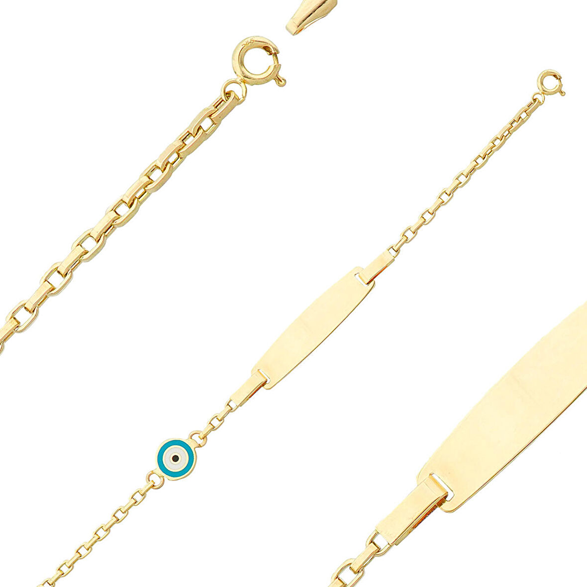 Mavi Mineli Bebek Künye Bileklik