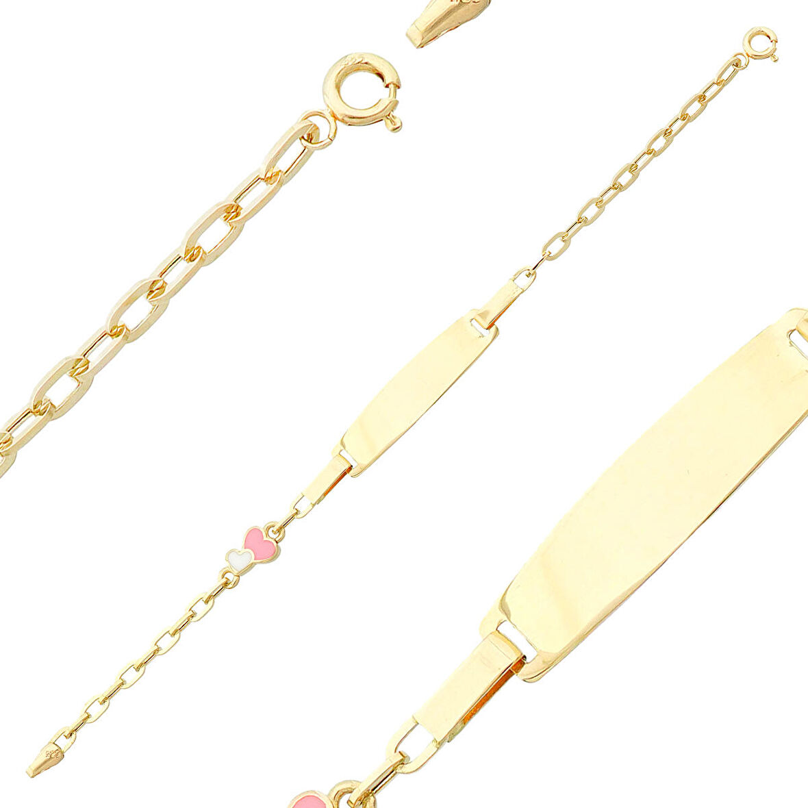 Kalp Mineli Çocuk Künye Bileklik