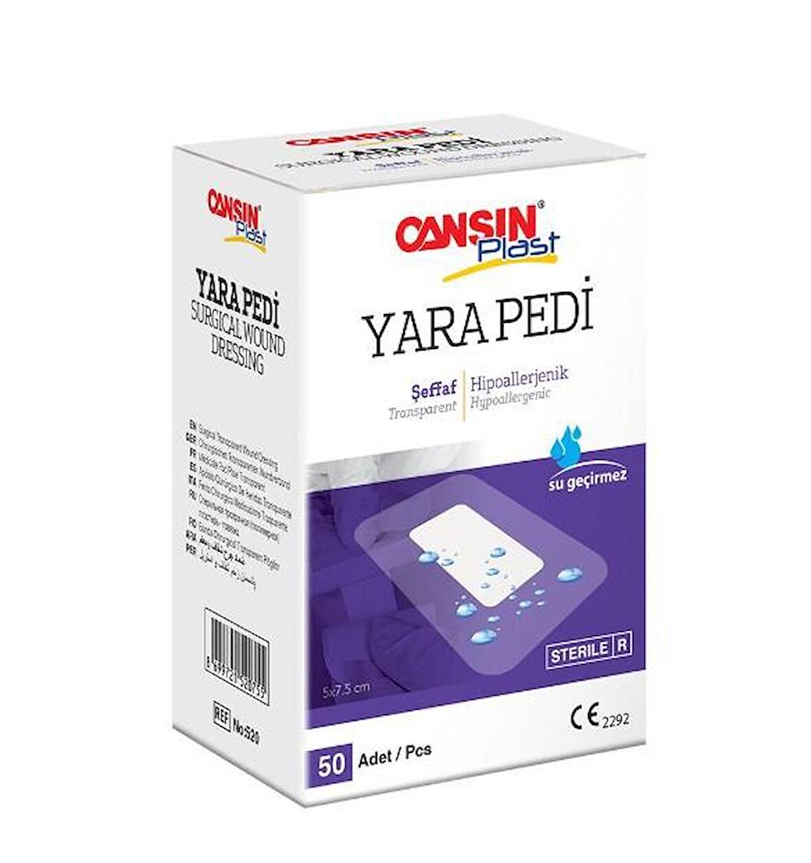 CANSINPLAST 5 CM X 7,5 CM ŞEFFAF YARA PEDİ PU 520