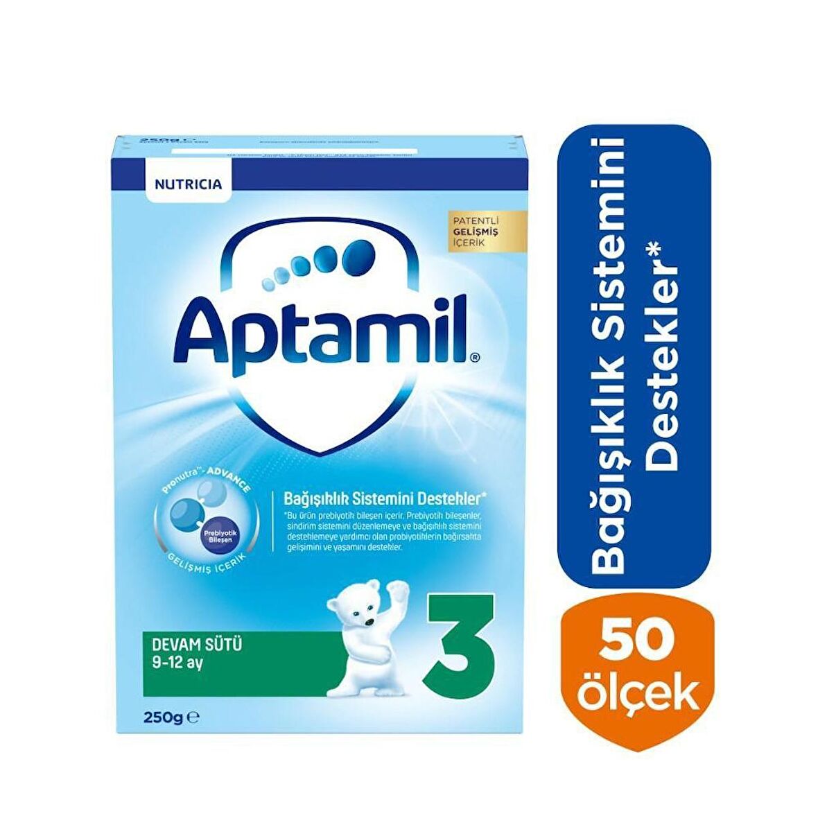 Aptamil Nutricia 3 Numara Laktozlu Prebiyotik 9 - 12 Ay Devam Sütü 250 gr