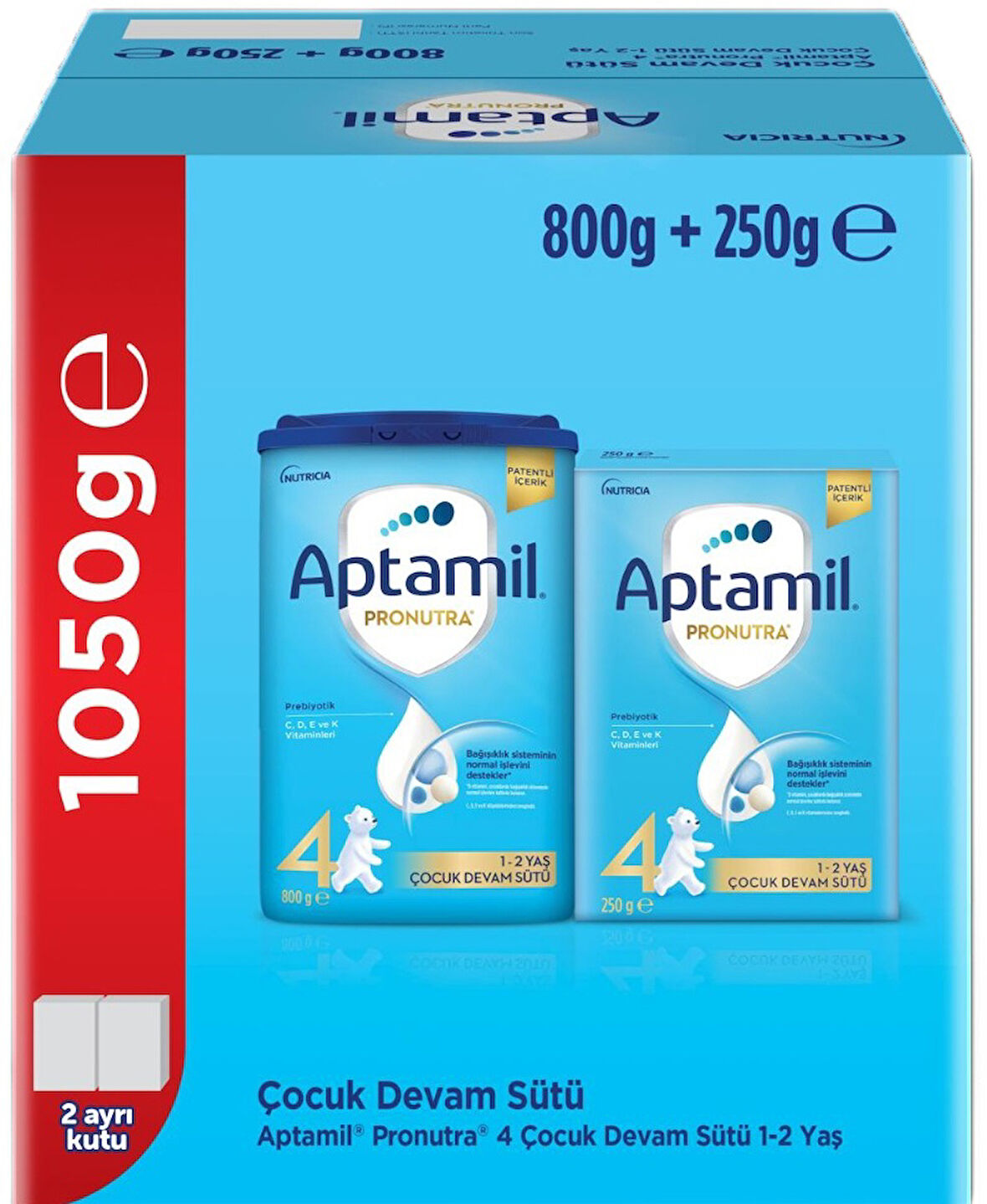 Nutrıcıa Aptamil Pronutra 800GR+250GR Toplam: 1050GR Devam Sütü No:4 (1 Yaş ve Üzeri) Avantaj Pk