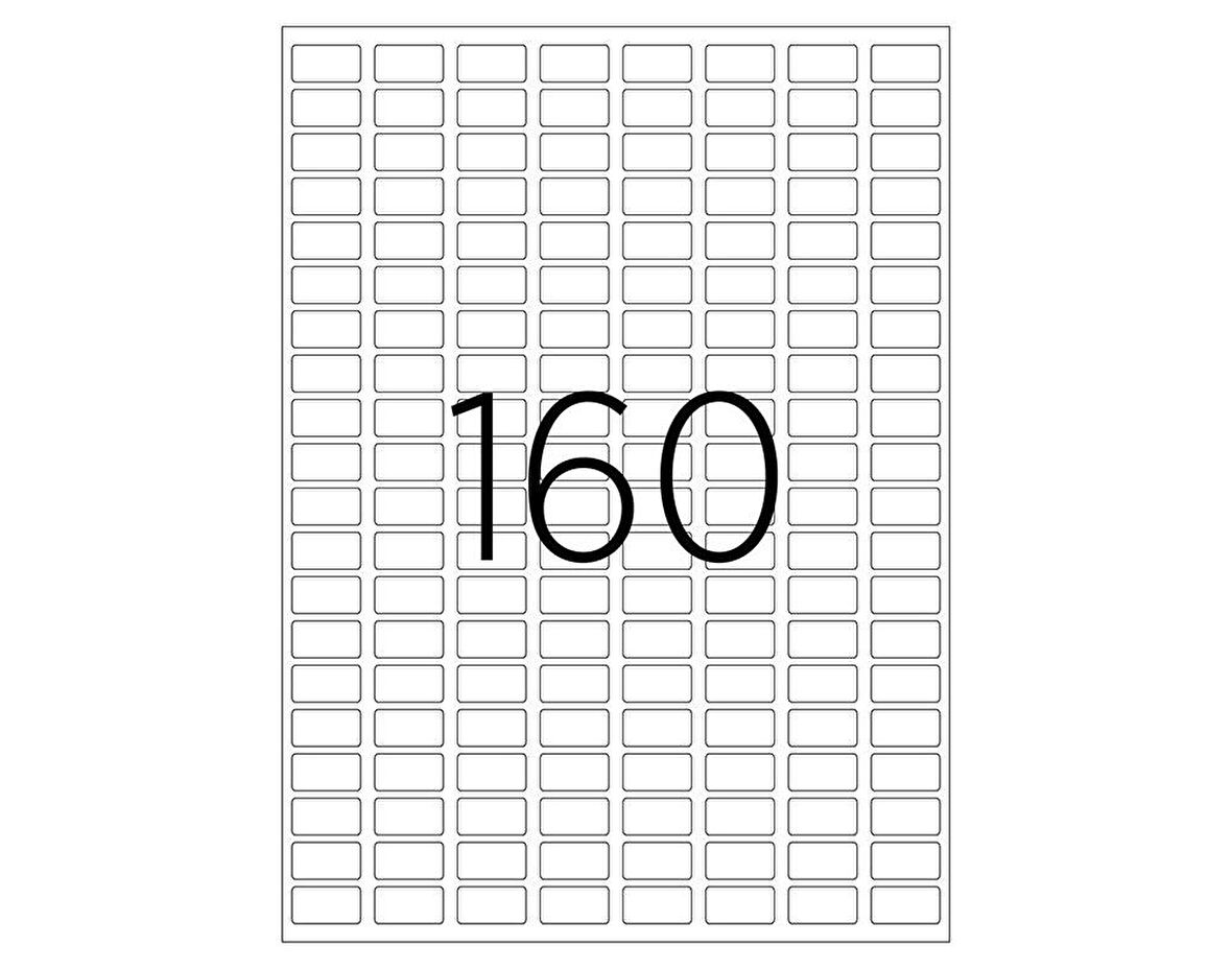 A1 Etiket Tw-2280 100 A4 Sayfa Lazer Etiket 22 x 12 mm A4 Sayfada 160 Etiket