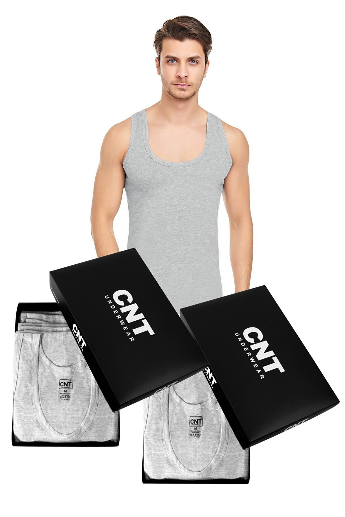 12 Adet CNT %100 Pamuk Beyaz Erkek Penye Atlet (Kutulu) Yeni Yıl, Yılbaşı, Hediyelik