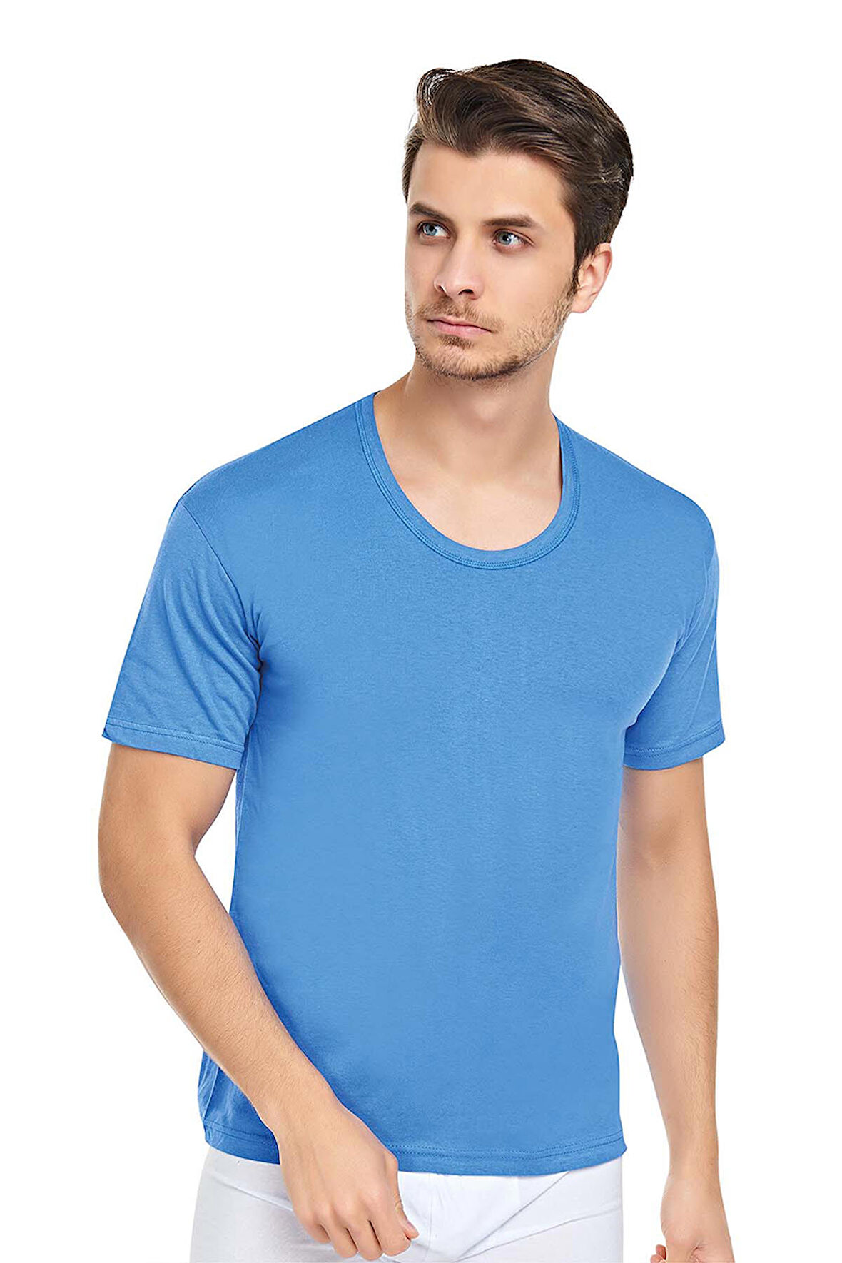 Erkek Bisiklet Yaka Penye Fanila T-Shirt