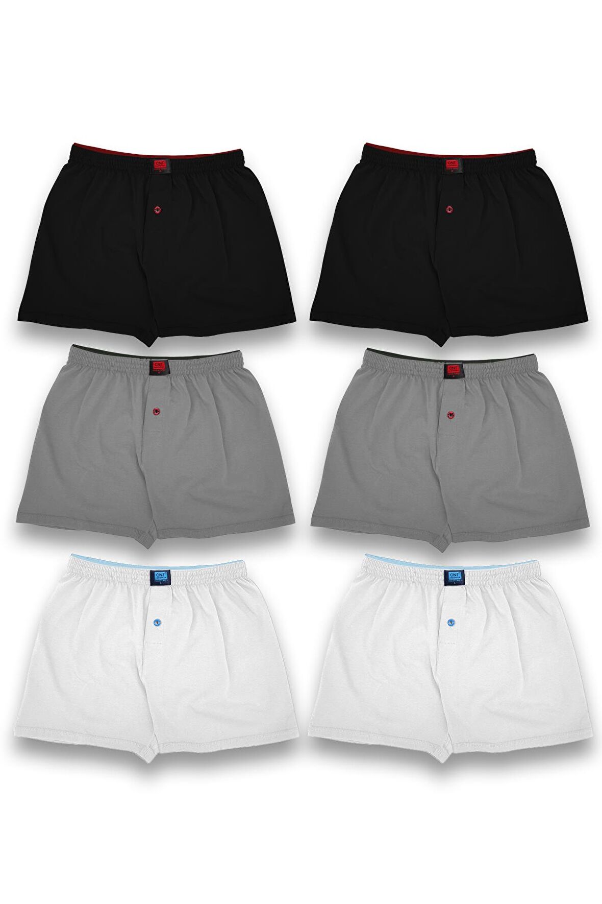 Erkek 6 Adet Penye Düğmeli Boxer Premium Paket