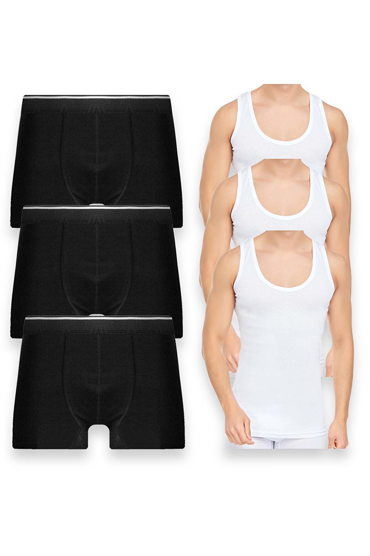 Erkek Pamulu Atlet Boxer Takımı Basic 3'lü Premium Paket