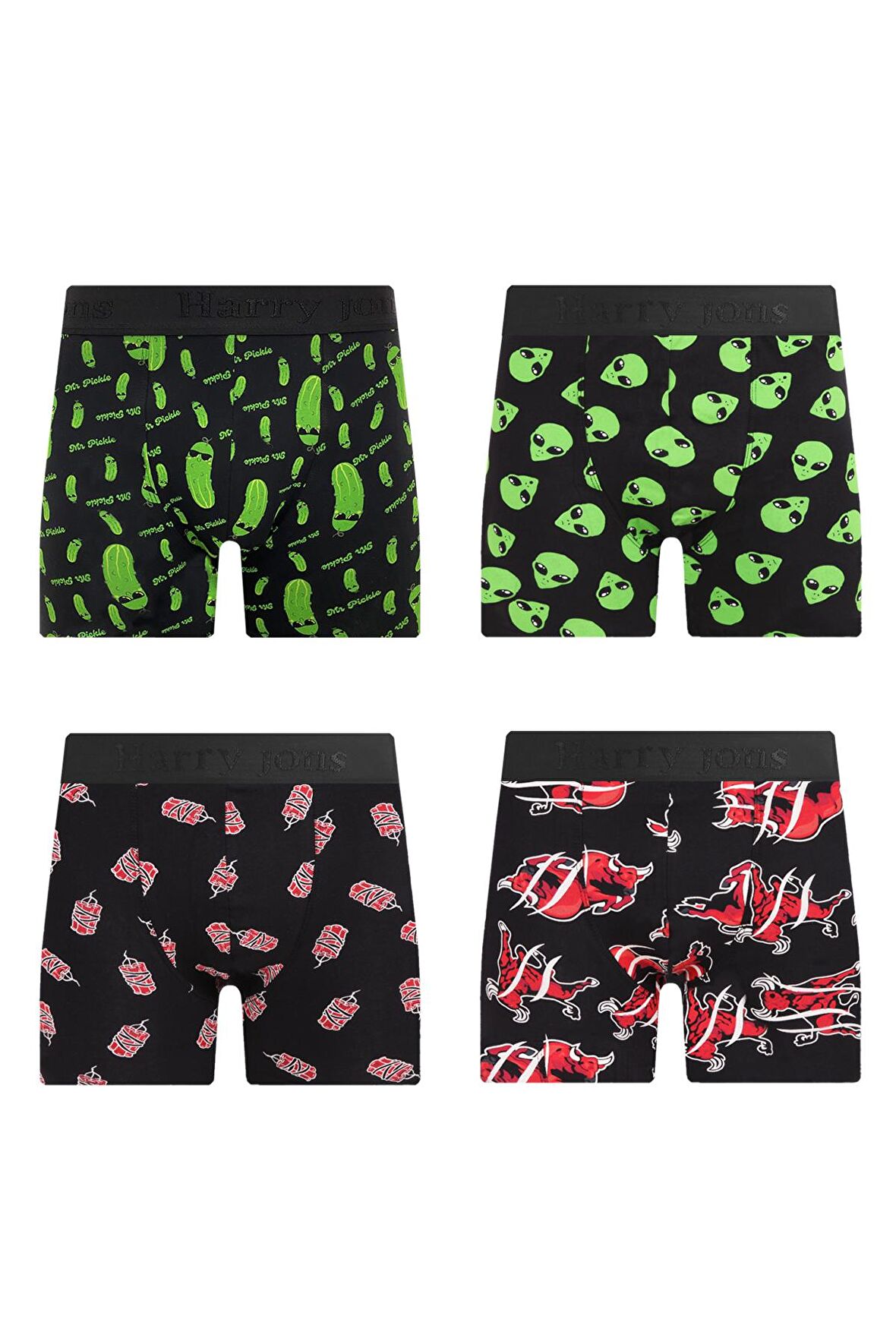 Erkek Desenli Renkli Pamuklu Boxer 4'lü Paket 