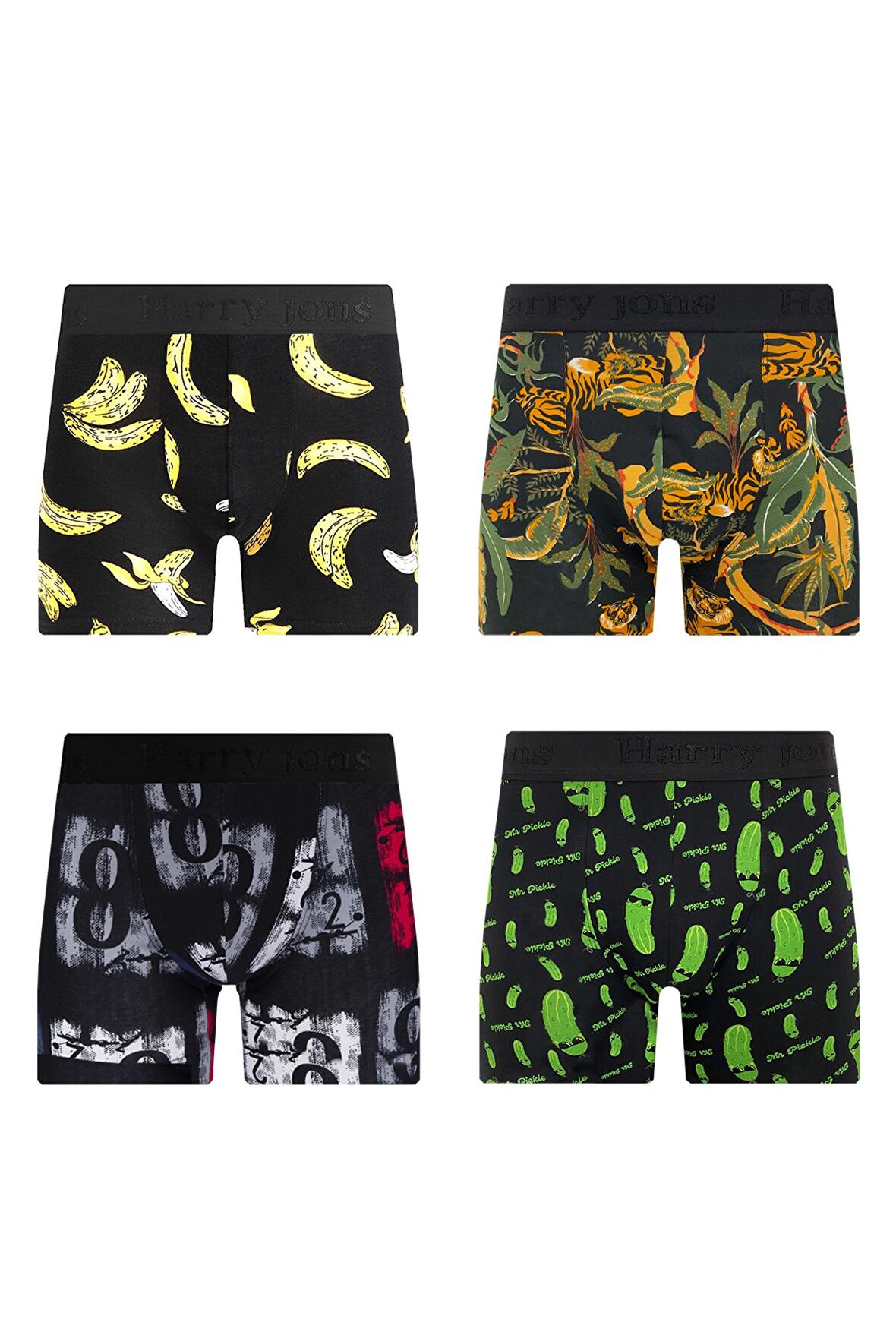 Erkek Desenli Renkli Pamuklu Boxer 4'lü Paket 