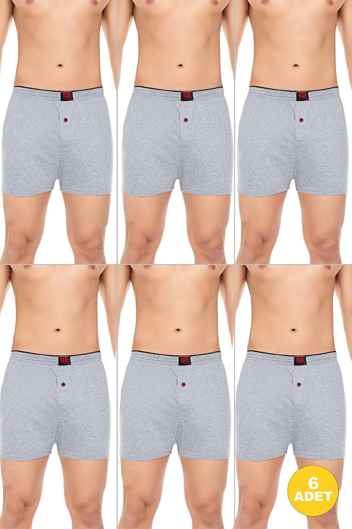 Erkek Rahat ve Konforlu Havlu Bel Pamuklu Düğmeli Boxer 6'lı Paket