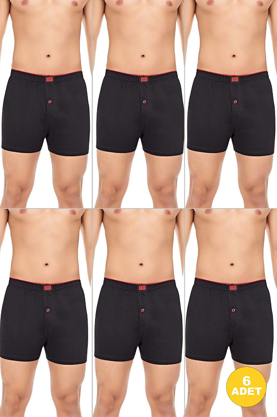 Erkek Rahat ve Konforlu Havlu Bel Pamuklu Düğmeli Boxer 6'lı Paket