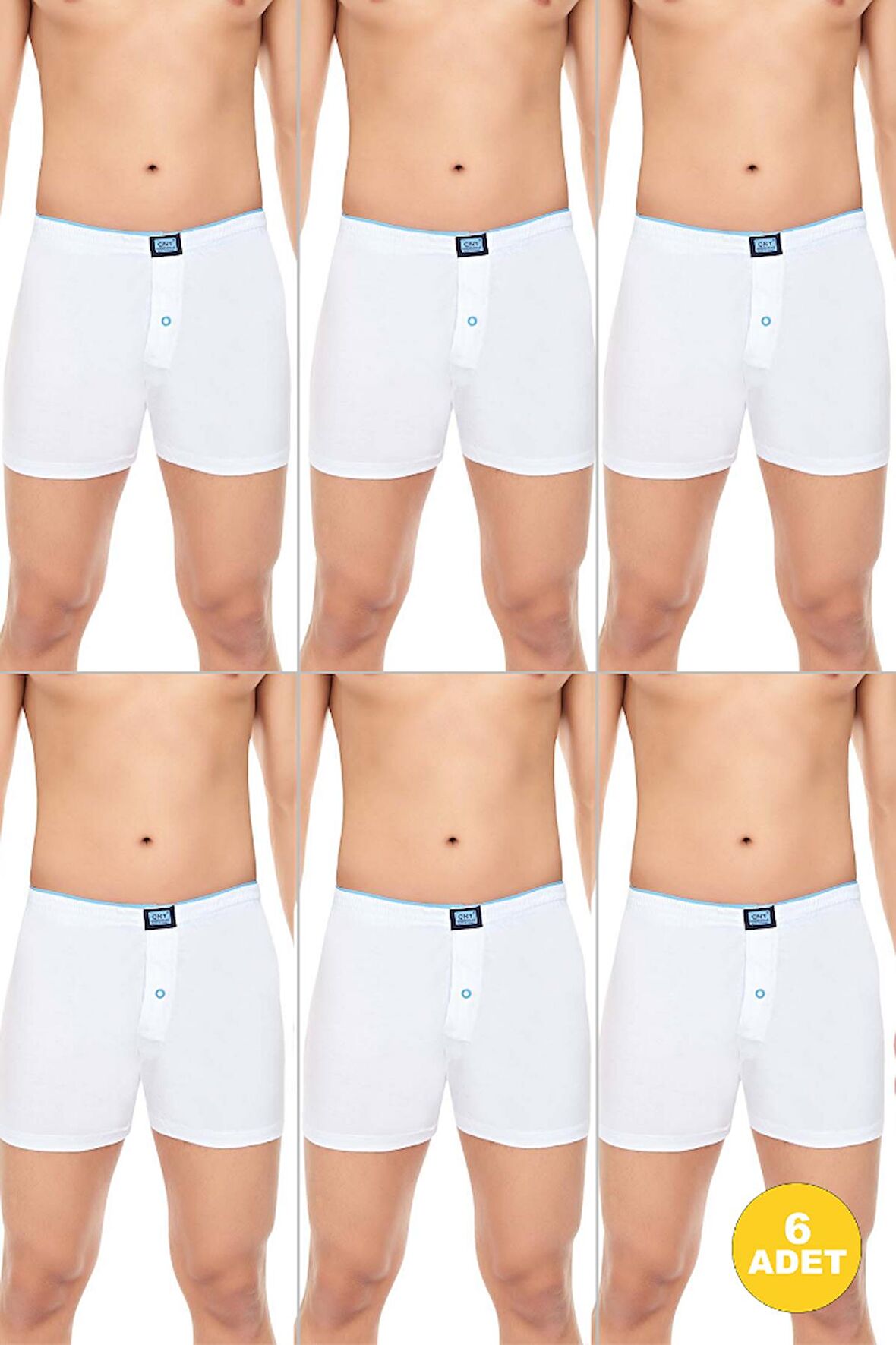 Erkek Rahat ve Konforlu Havlu Bel Pamuklu Düğmeli Boxer 6'lı Paket