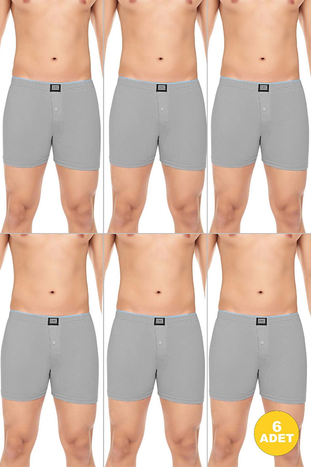 Erkek Rahat ve Konforlu Havlu Bel Pamuklu Düğmeli Boxer 6'lı Paket