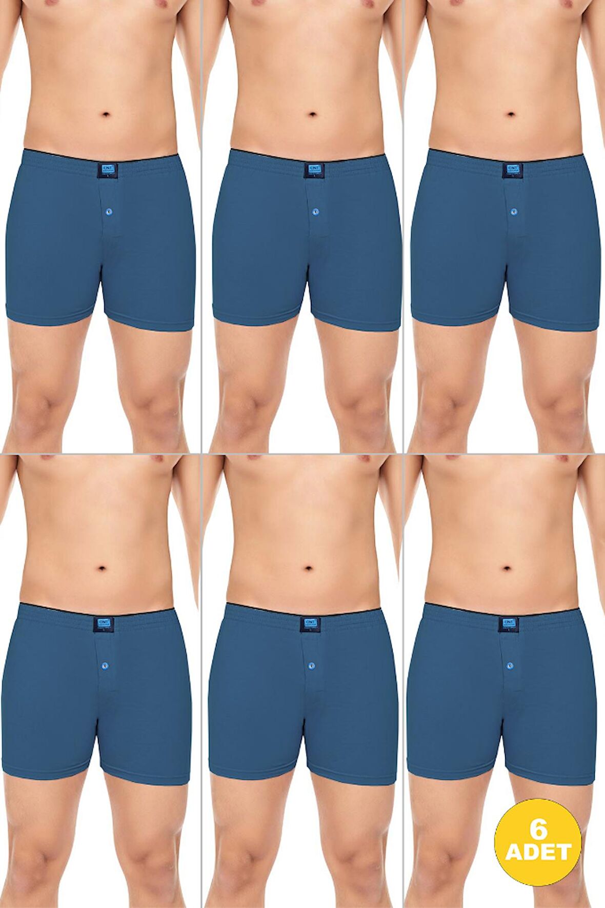 Erkek Rahat ve Konforlu Havlu Bel Pamuklu Düğmeli Boxer 6'lı Paket