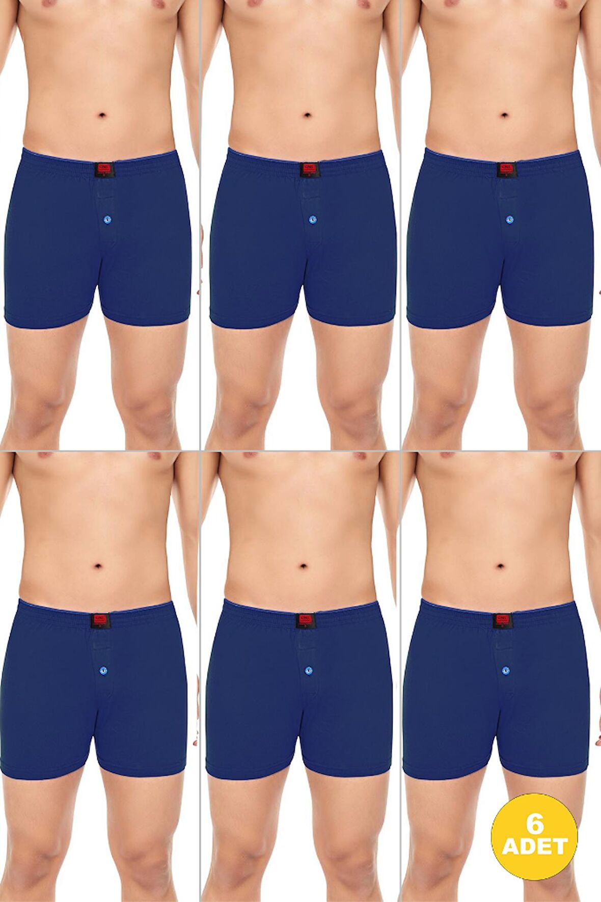 Erkek Rahat ve Konforlu Havlu Bel Pamuklu Düğmeli Boxer 6'lı Paket