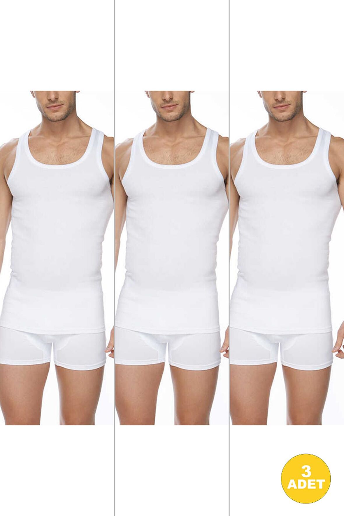 Erkek Premium Pamuklu Klasik Ribana Atlet 3'lü Paket
