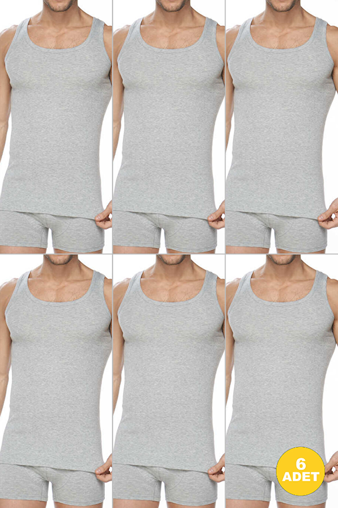 Erkek Premium Pamuklu Klasik Ribana Atlet 6'lı Paket