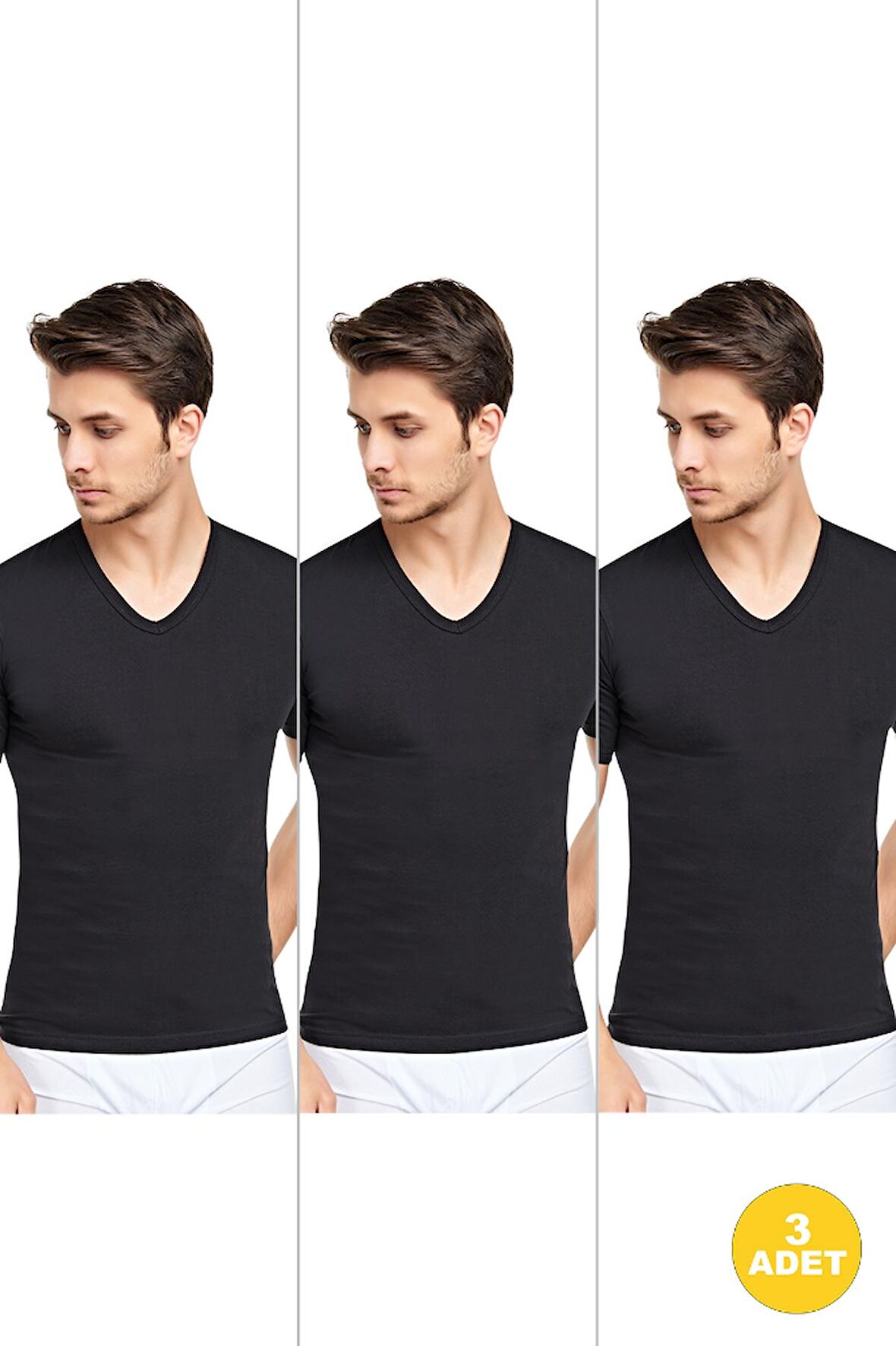 Erkek V Yaka Yarım Kol Fanila 3'lü Paket