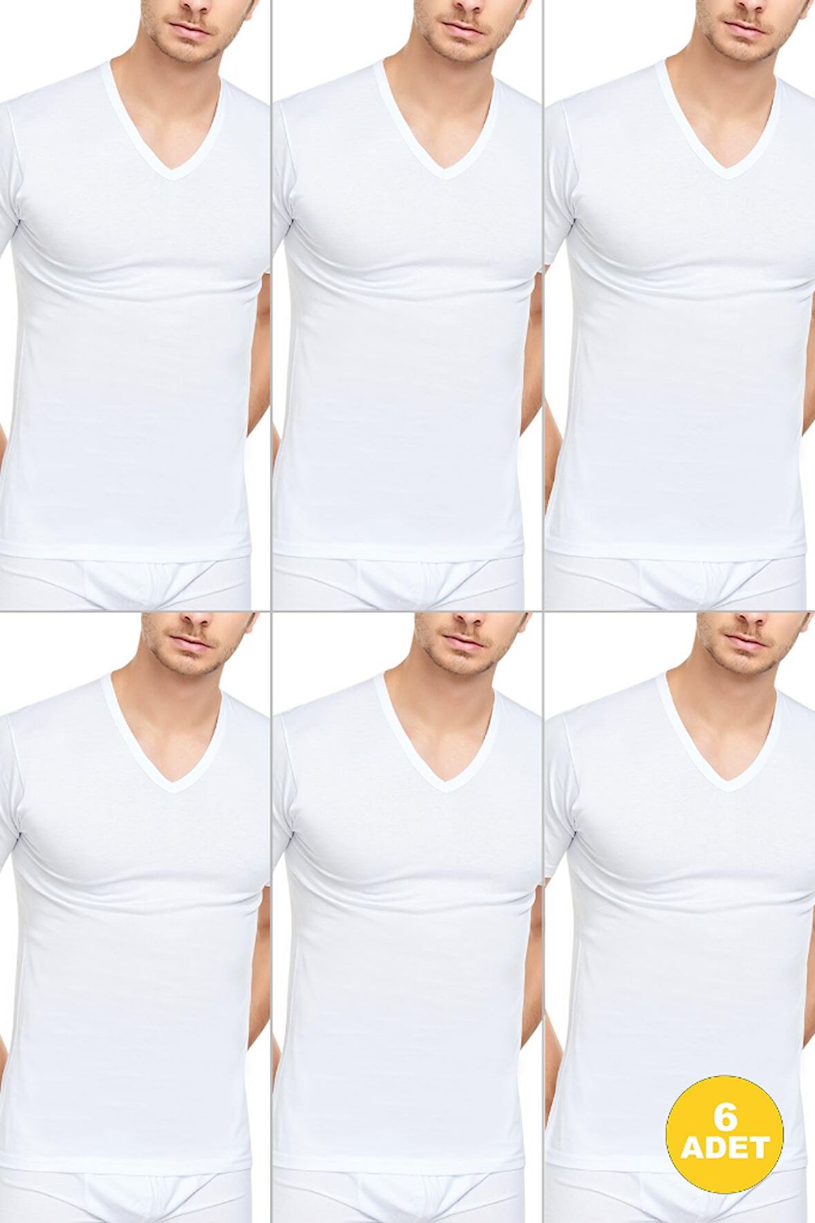 Erkek V Yaka Yarım Kol Fanila 6'lı Paket