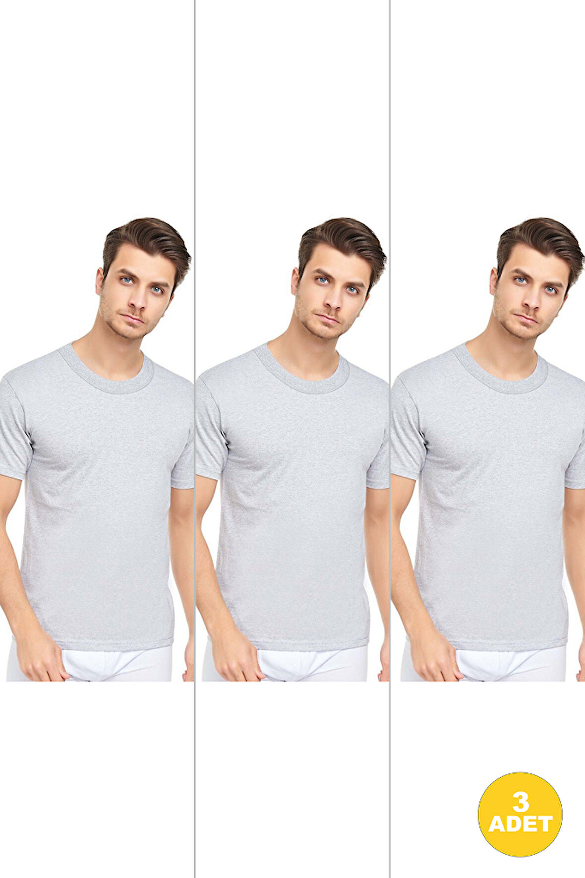 Erkek Slim Fit Sıfır Yaka Fanila T-Shirt 3'lü Paket