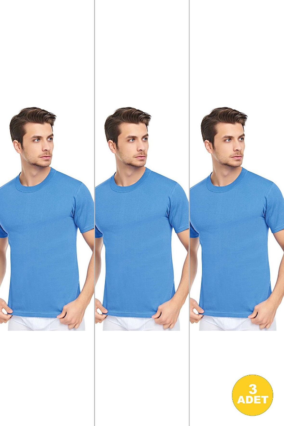 Erkek Slim Fit Sıfır Yaka Fanila T-Shirt 3'lü Paket