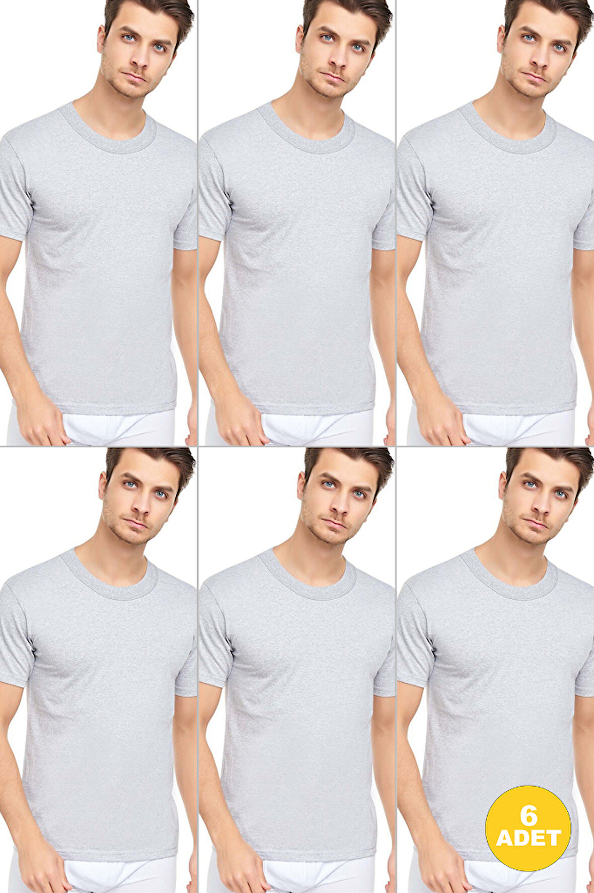 Erkek Slim Fit Sıfır Yaka Fanila T-Shirt 6'lı Paket