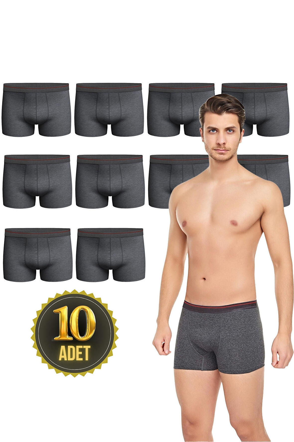 Erkek 10 Adet Likralı Slim Fit İnce Kumaş Günlük Kullanıma Uygun Özel Paketinde Ekonomik Boxer