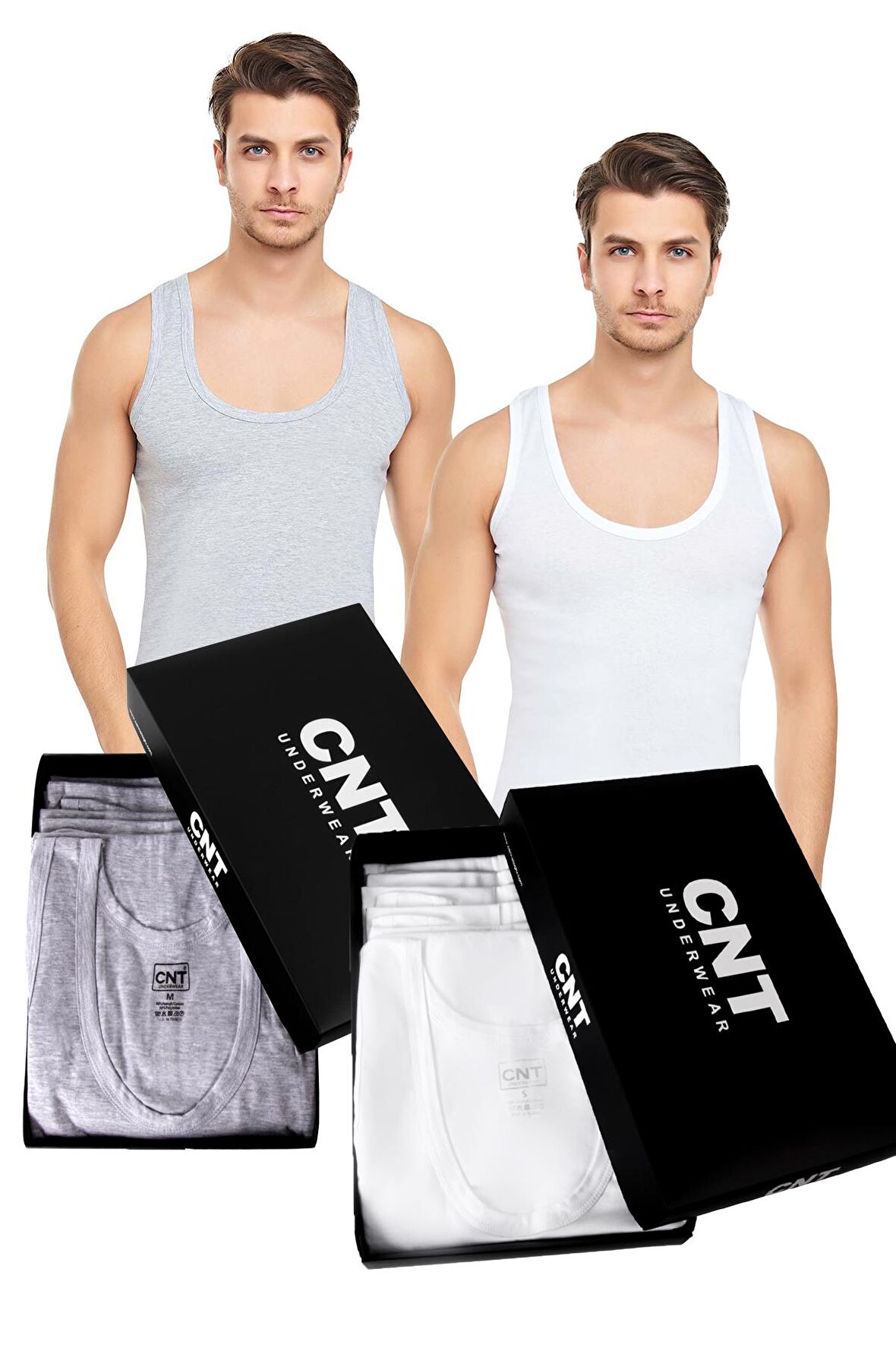 12 Adet CNT %100 Pamuk Beyaz Erkek Penye Atlet (Kutulu) 