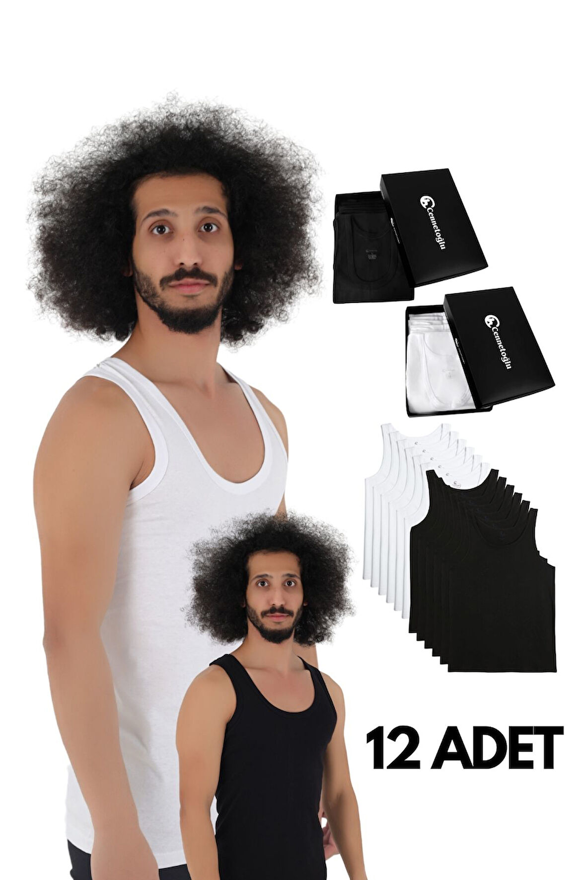 CENNETOĞLU 12 Adet Erkek Penye Atlet EKONOMİK PAKET 