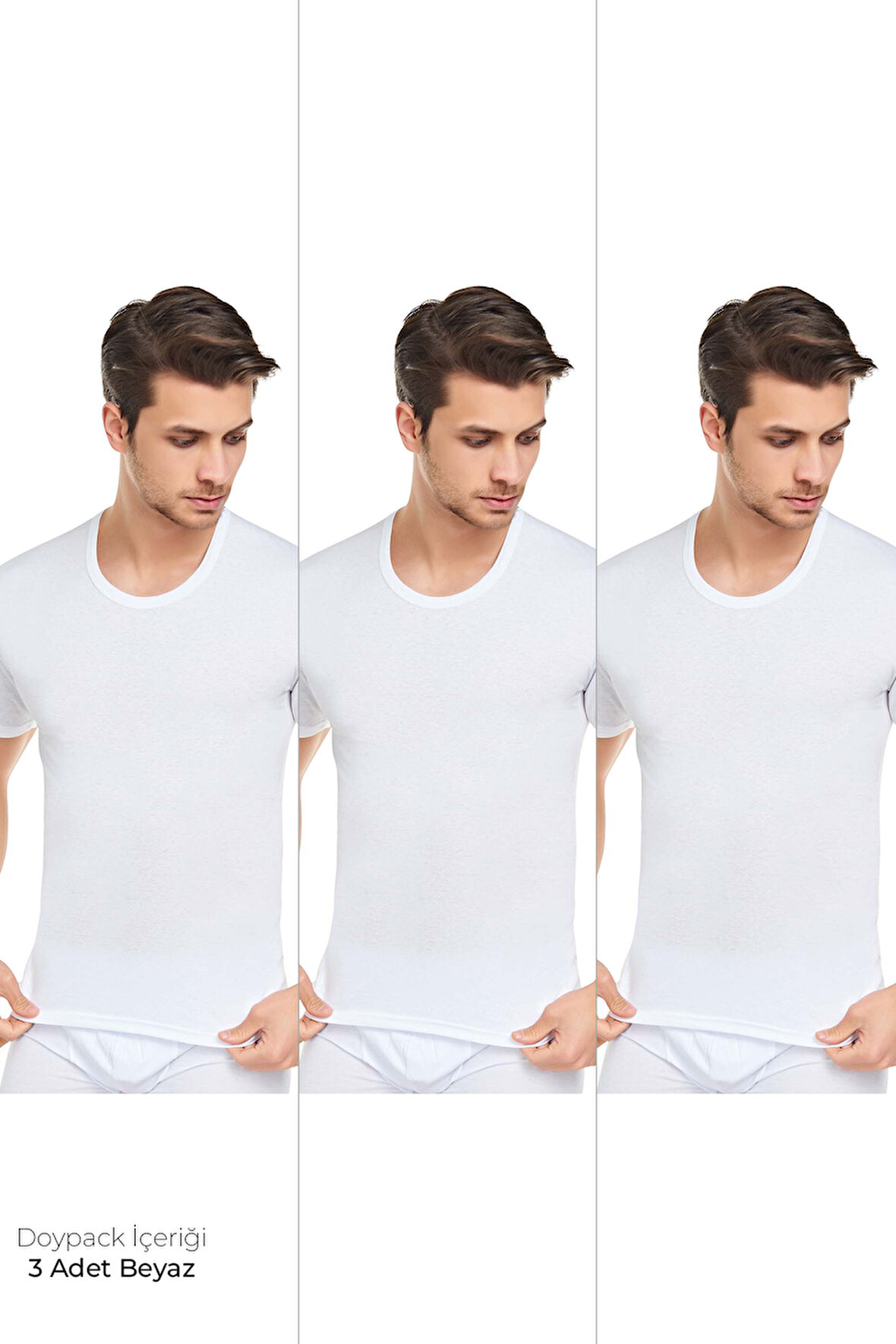 Erkek 3'lü Bisiklet Yaka Fanila Özel Ambalajlı Paketinde