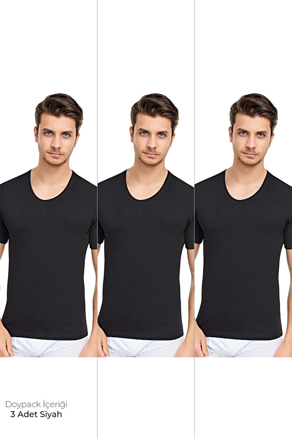 Erkek 3'lü Bisiklet Yaka Fanila Özel Ambalajlı Paketinde