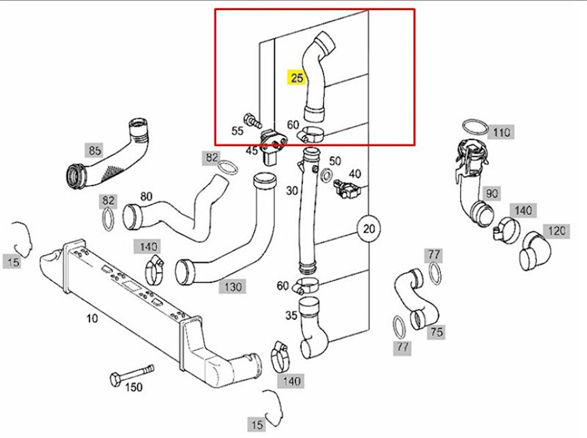 Mercedes Turbosarj Hortumu Sol Ust E-Class W210 99>02 S210 99>03 - Ucpa 10h128109